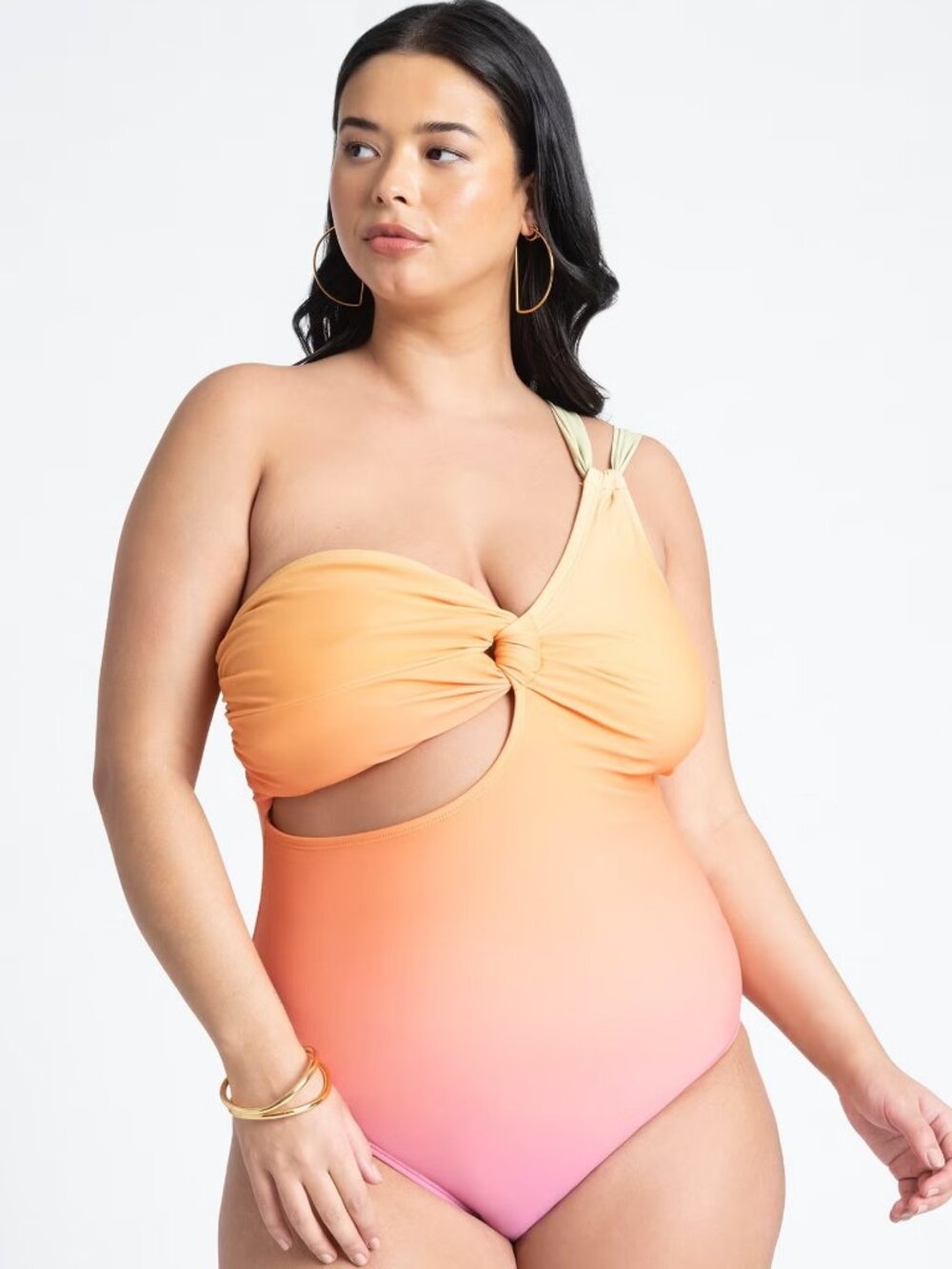 Eloquii NWT One Strap Cutout Detail One Piece Swimsuit in Sunset size 20